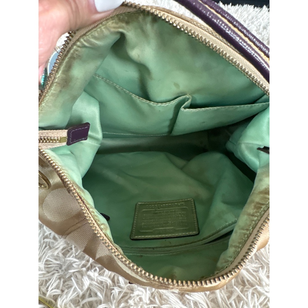 Vintage Coach Poppy Graffiti Glam Shoulder Bag Khaki Monogram Multicolor Sparkle - Picture 10 of 12